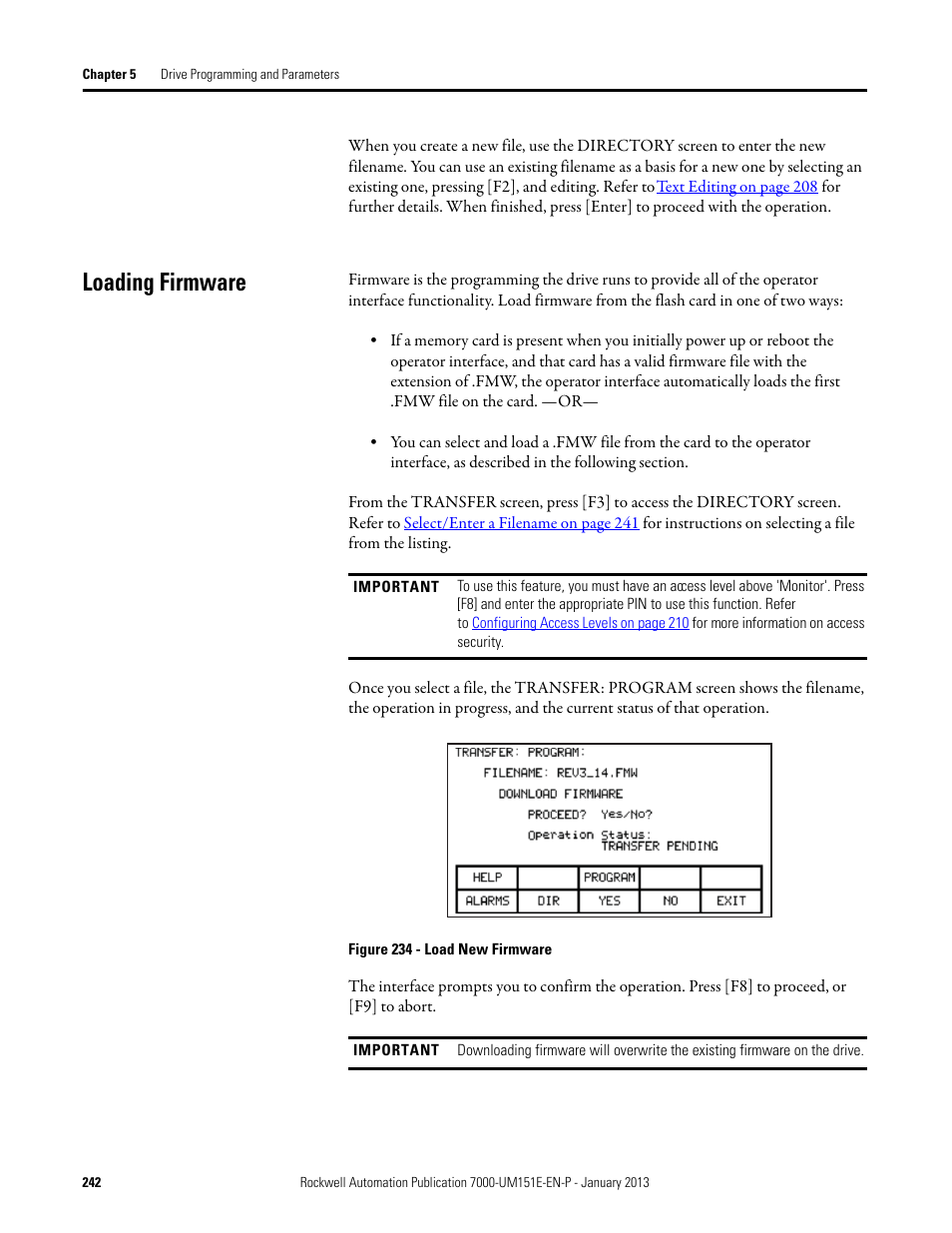 Loading firmware | Rockwell Automation 7000 PowerFlex Medium Voltage AC Drive (B Frame) - ForGe Control (PanelView 550) User Manual | Page 242 / 290