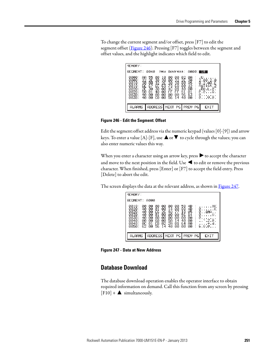 Database download | Rockwell Automation 7000 PowerFlex Medium Voltage AC Drive (B Frame) - ForGe Control (PanelView 550) User Manual | Page 251 / 290