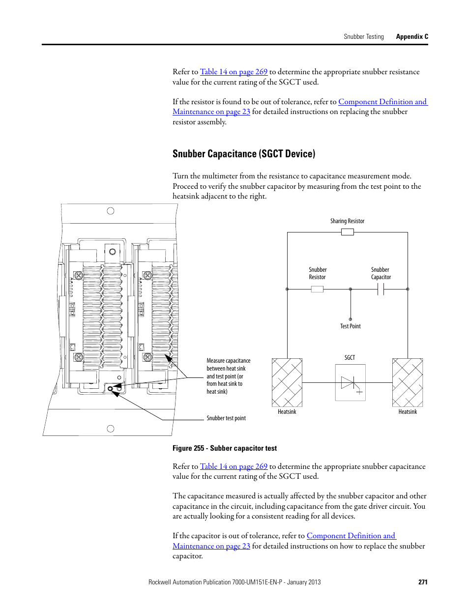 Snubber capacitance (sgct device) | Rockwell Automation 7000 PowerFlex Medium Voltage AC Drive (B Frame) - ForGe Control (PanelView 550) User Manual | Page 271 / 290