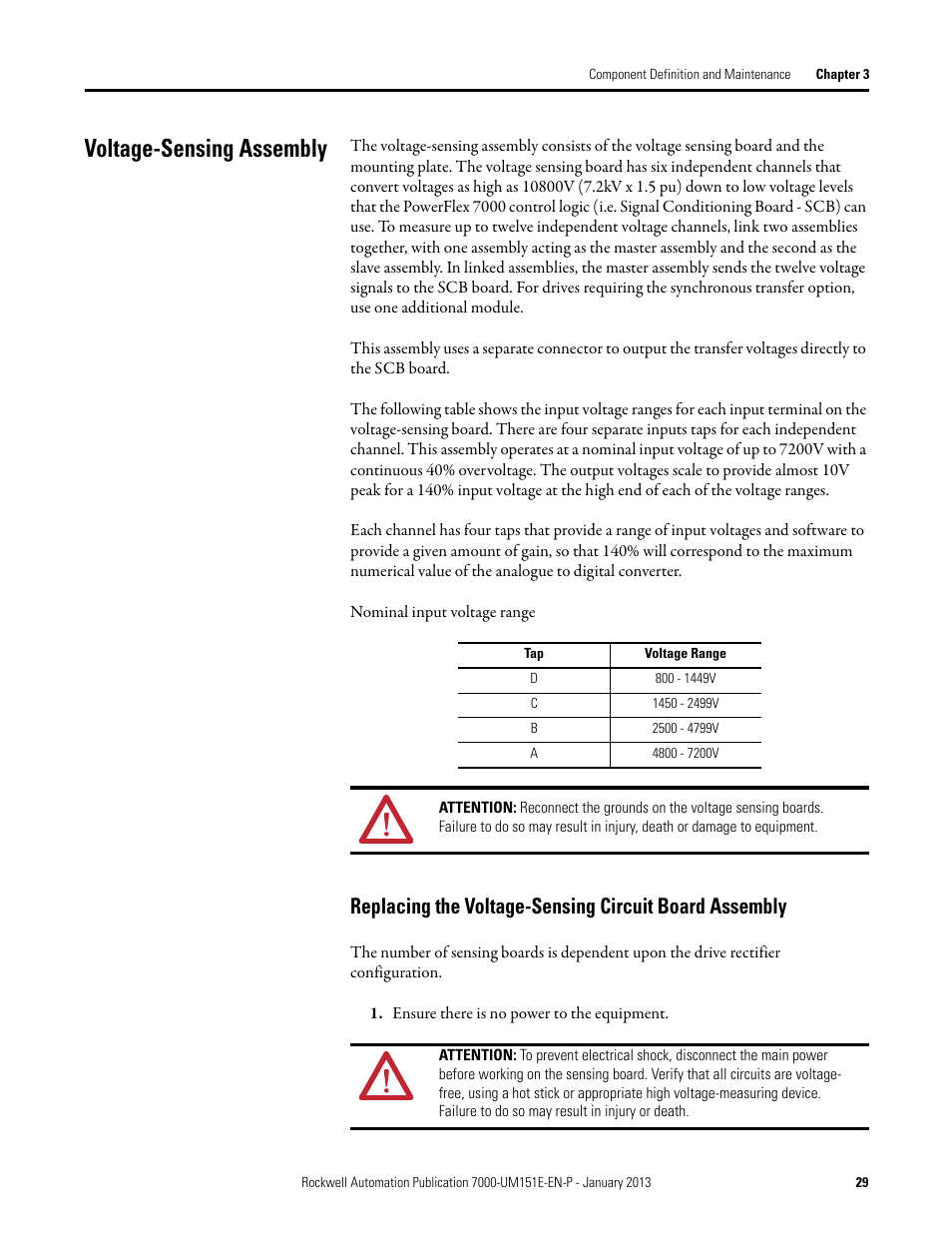 Voltage-sensing assembly | Rockwell Automation 7000 PowerFlex Medium Voltage AC Drive (B Frame) - ForGe Control (PanelView 550) User Manual | Page 29 / 290