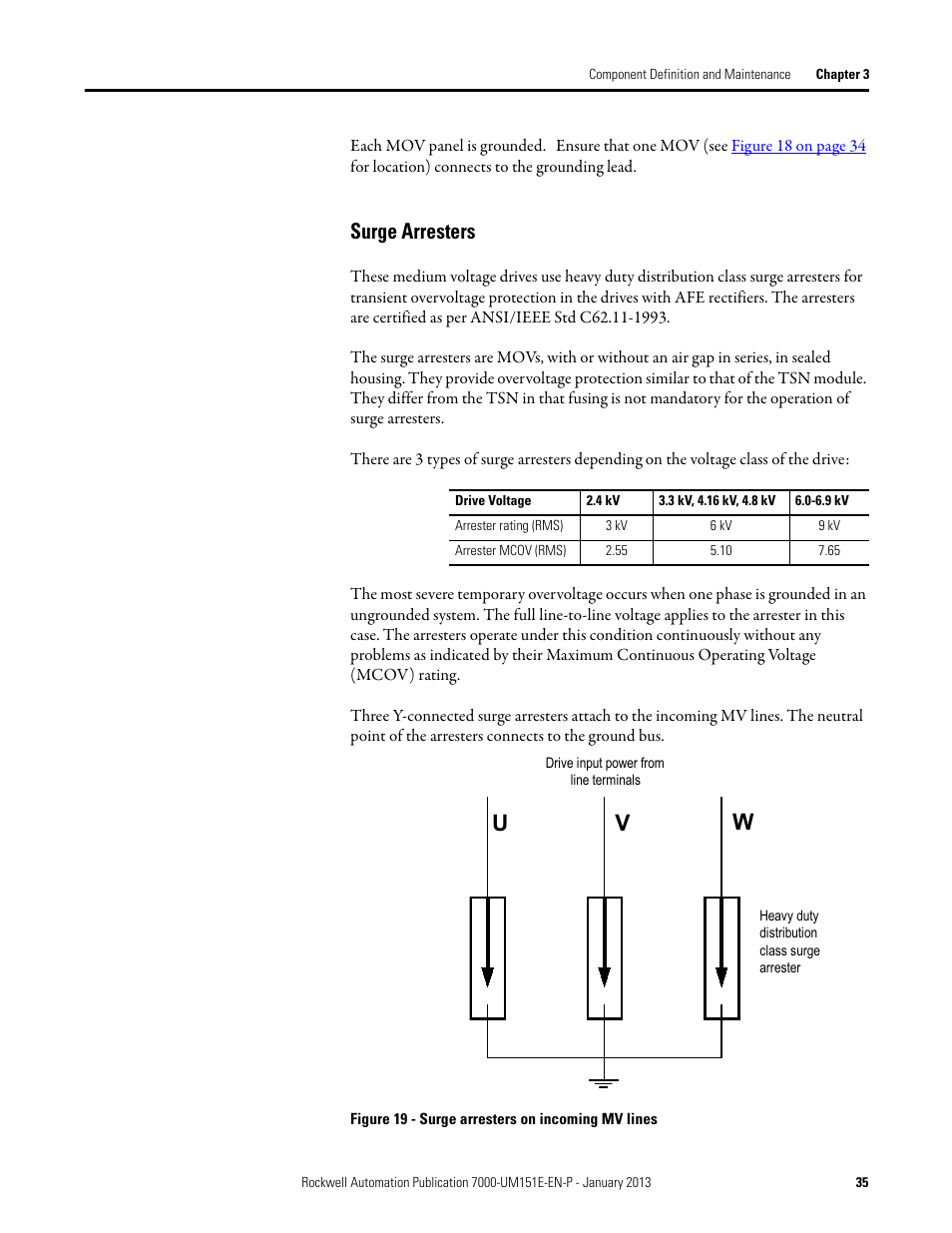 Surge arresters | Rockwell Automation 7000 PowerFlex Medium Voltage AC Drive (B Frame) - ForGe Control (PanelView 550) User Manual | Page 35 / 290
