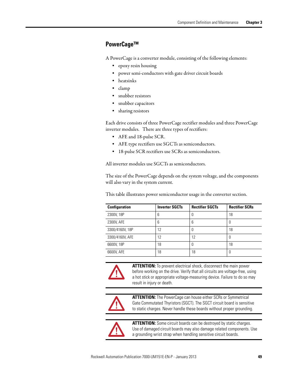Powercage | Rockwell Automation 7000 PowerFlex Medium Voltage AC Drive (B Frame) - ForGe Control (PanelView 550) User Manual | Page 49 / 290