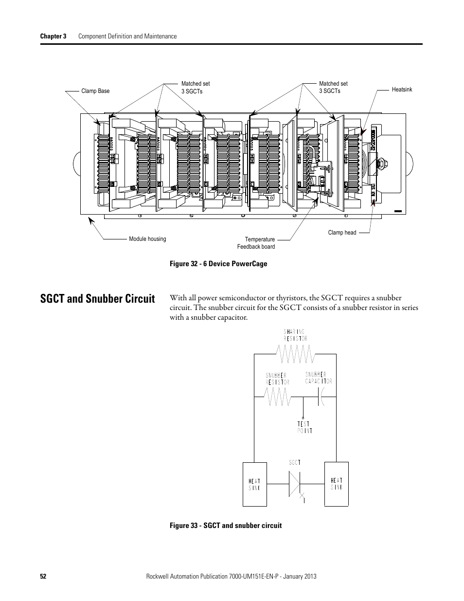 Sgct and snubber circuit | Rockwell Automation 7000 PowerFlex Medium Voltage AC Drive (B Frame) - ForGe Control (PanelView 550) User Manual | Page 52 / 290