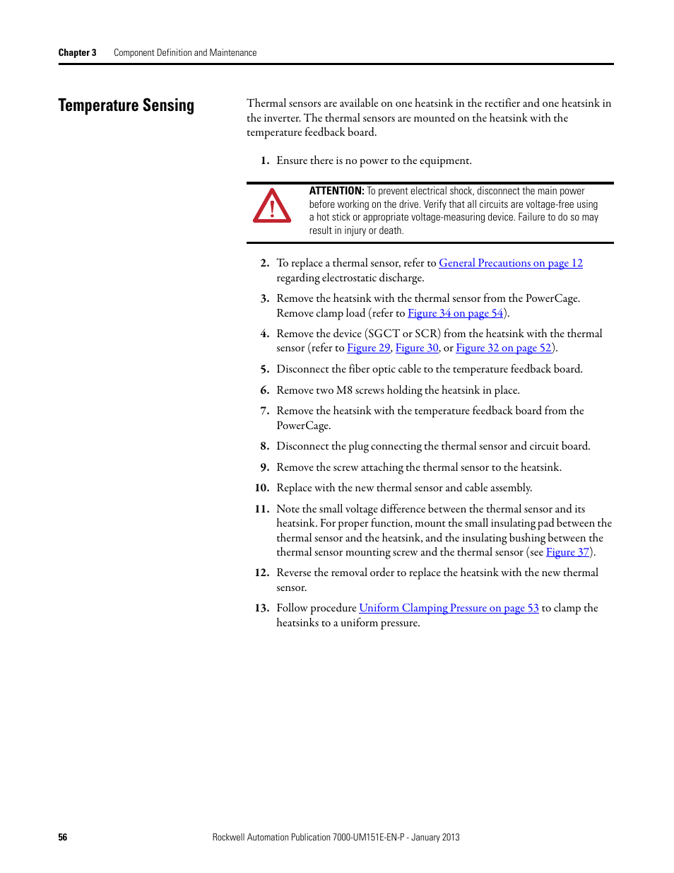 Temperature sensing | Rockwell Automation 7000 PowerFlex Medium Voltage AC Drive (B Frame) - ForGe Control (PanelView 550) User Manual | Page 56 / 290