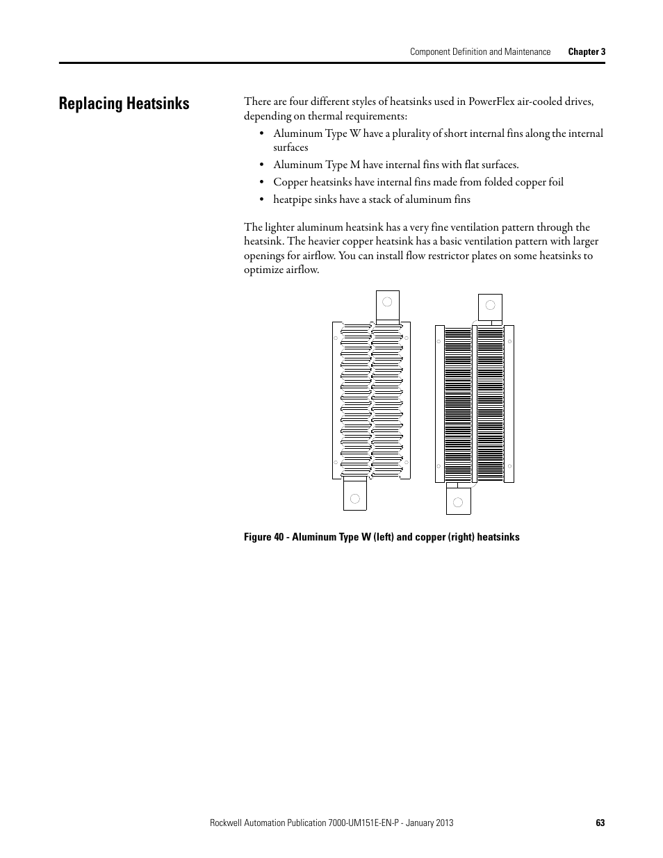 Replacing heatsinks | Rockwell Automation 7000 PowerFlex Medium Voltage AC Drive (B Frame) - ForGe Control (PanelView 550) User Manual | Page 63 / 290