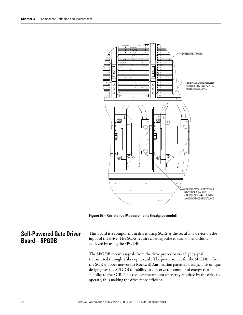 Self-powered gate driver board – spgdb | Rockwell Automation 7000 PowerFlex Medium Voltage AC Drive (B Frame) - ForGe Control (PanelView 550) User Manual | Page 78 / 290