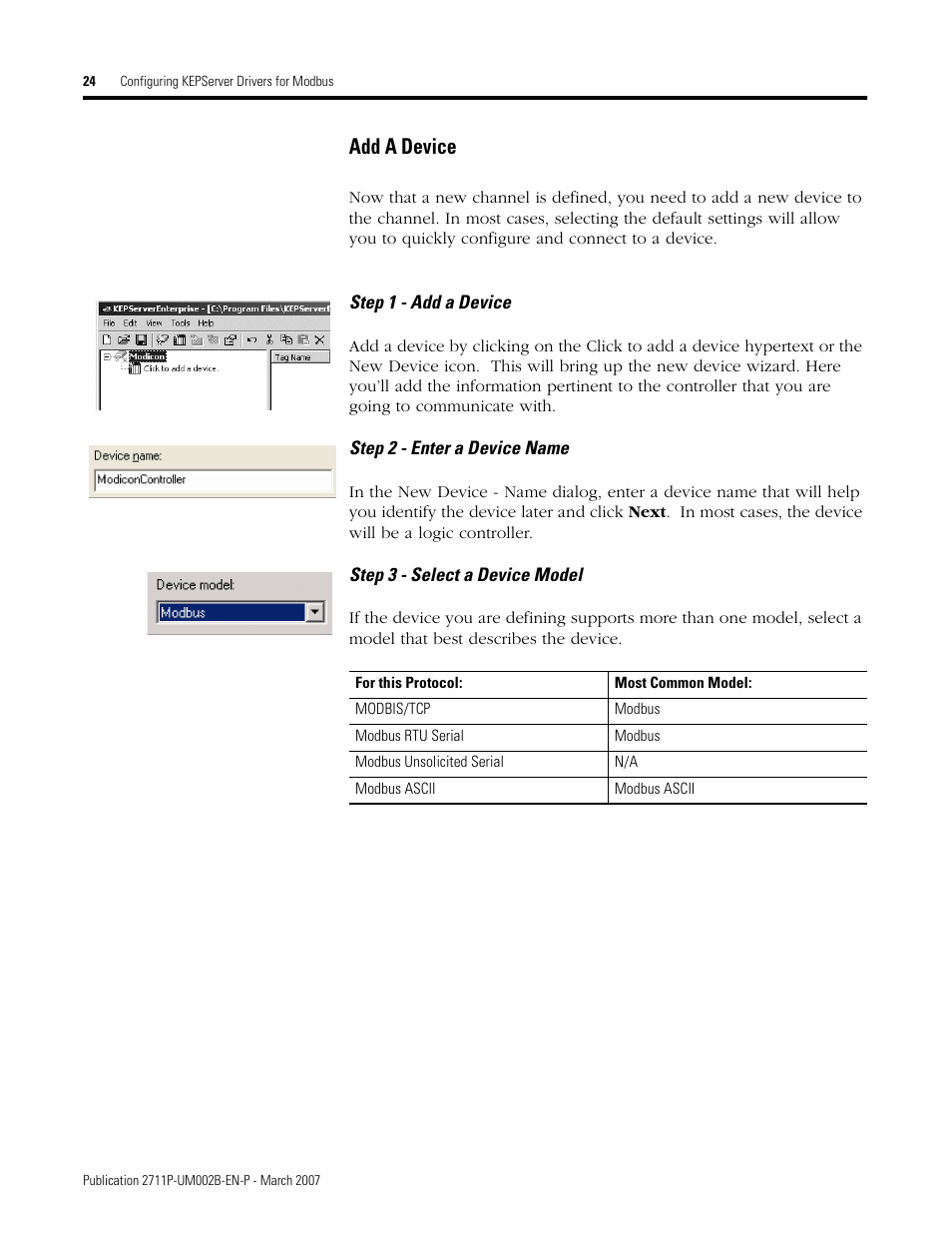 Add a device | Rockwell Automation 2711P Creating Modbus Applications User Manual | Page 24 / 92