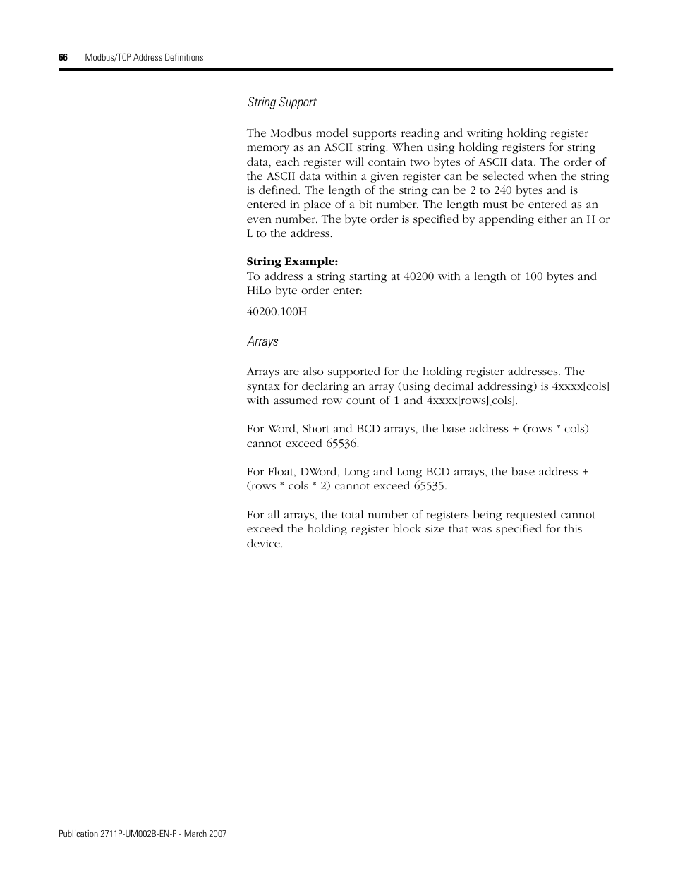 Rockwell Automation 2711P Creating Modbus Applications User Manual | Page 66 / 92