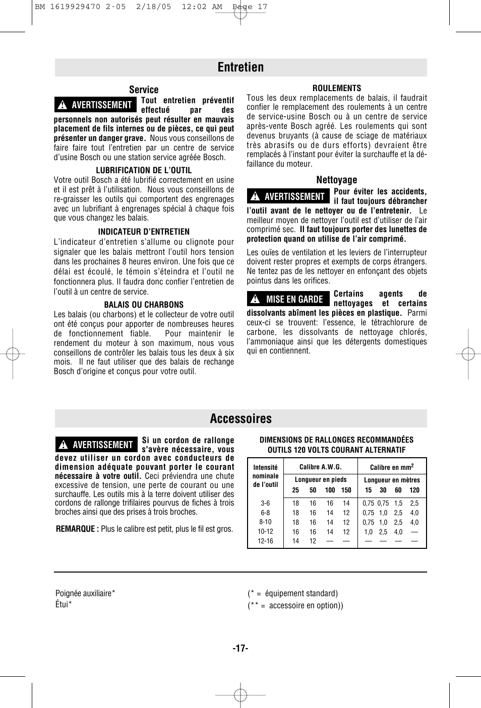 Entretien, Accessoires, Service | Nettoyage | Bosch 11316evs User Manual | Page 17 / 28