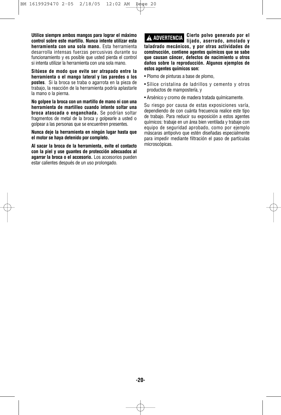 Bosch 11316evs User Manual | Page 20 / 28