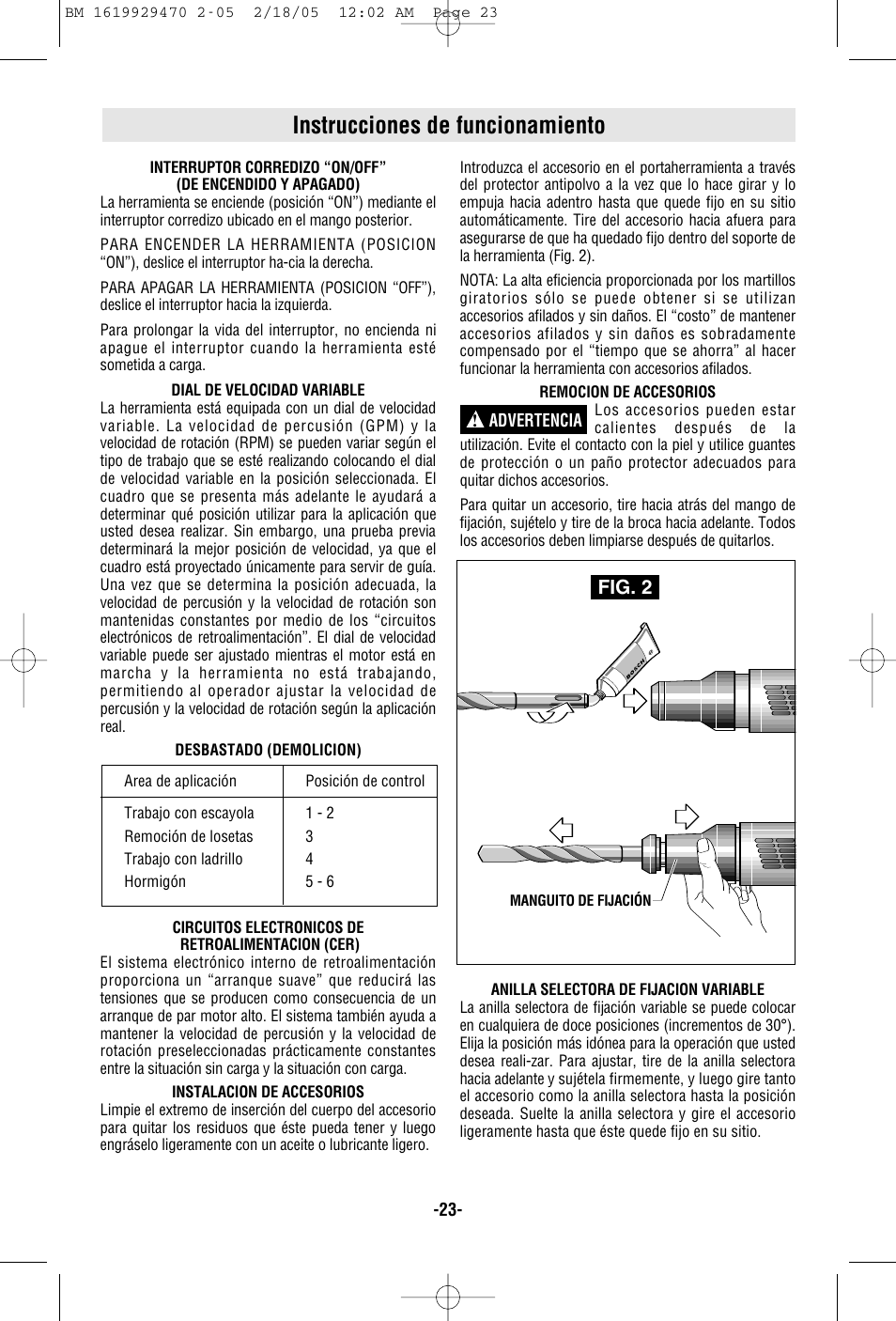 Instrucciones de funcionamiento, Fig. 2 | Bosch 11316evs User Manual | Page 23 / 28