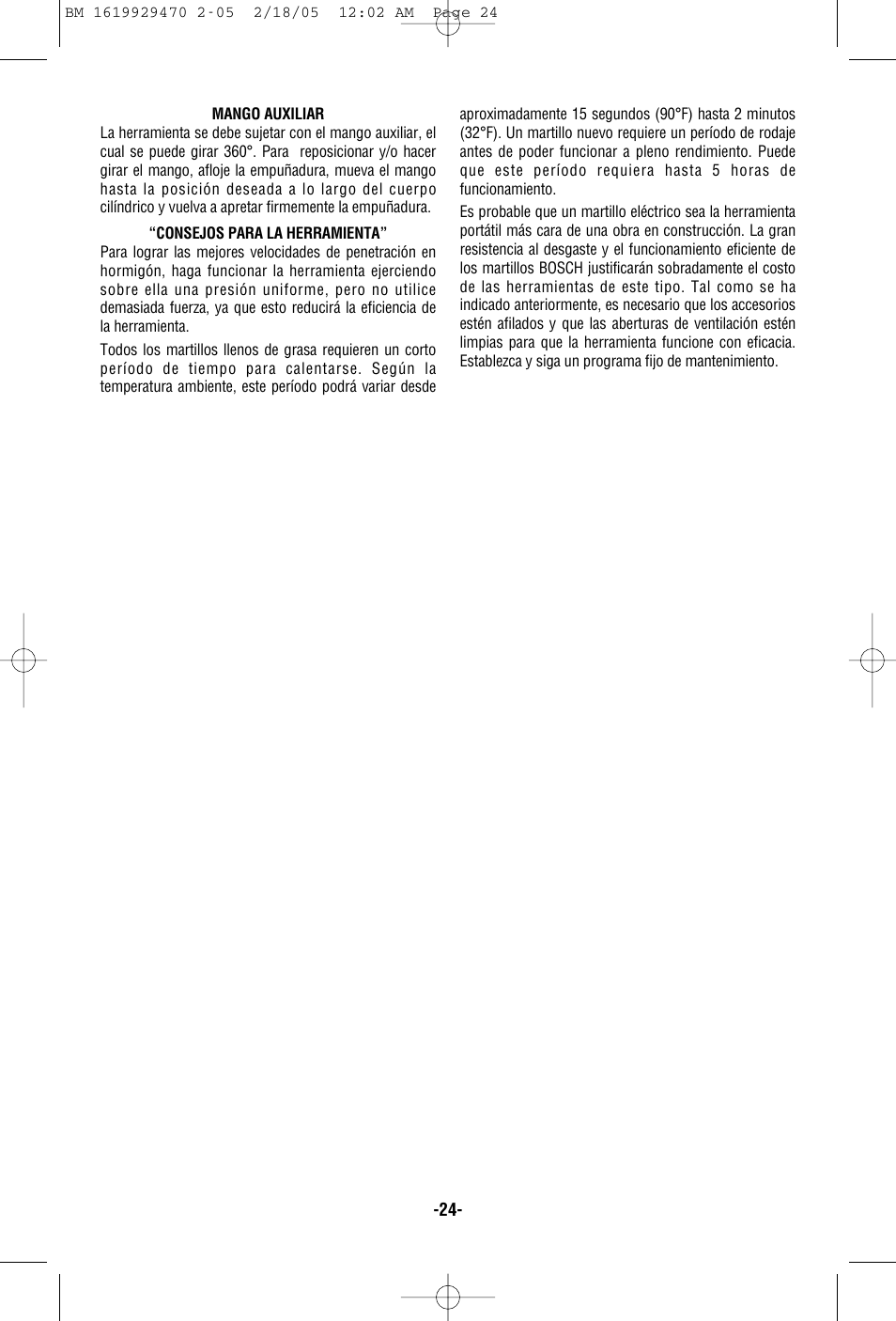 Bosch 11316evs User Manual | Page 24 / 28