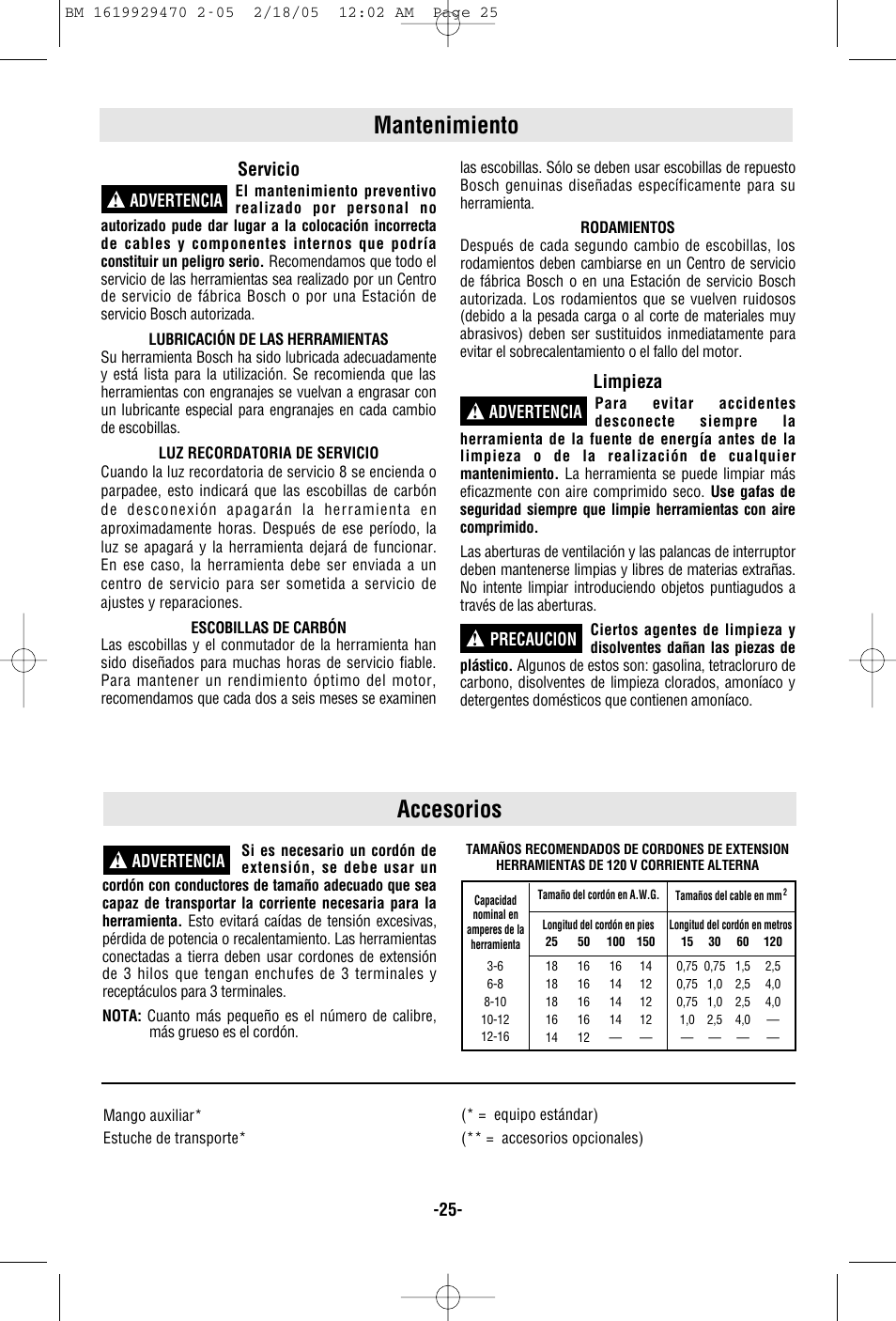 Mantenimiento, Accesorios, Servicio | Limpieza | Bosch 11316evs User Manual | Page 25 / 28