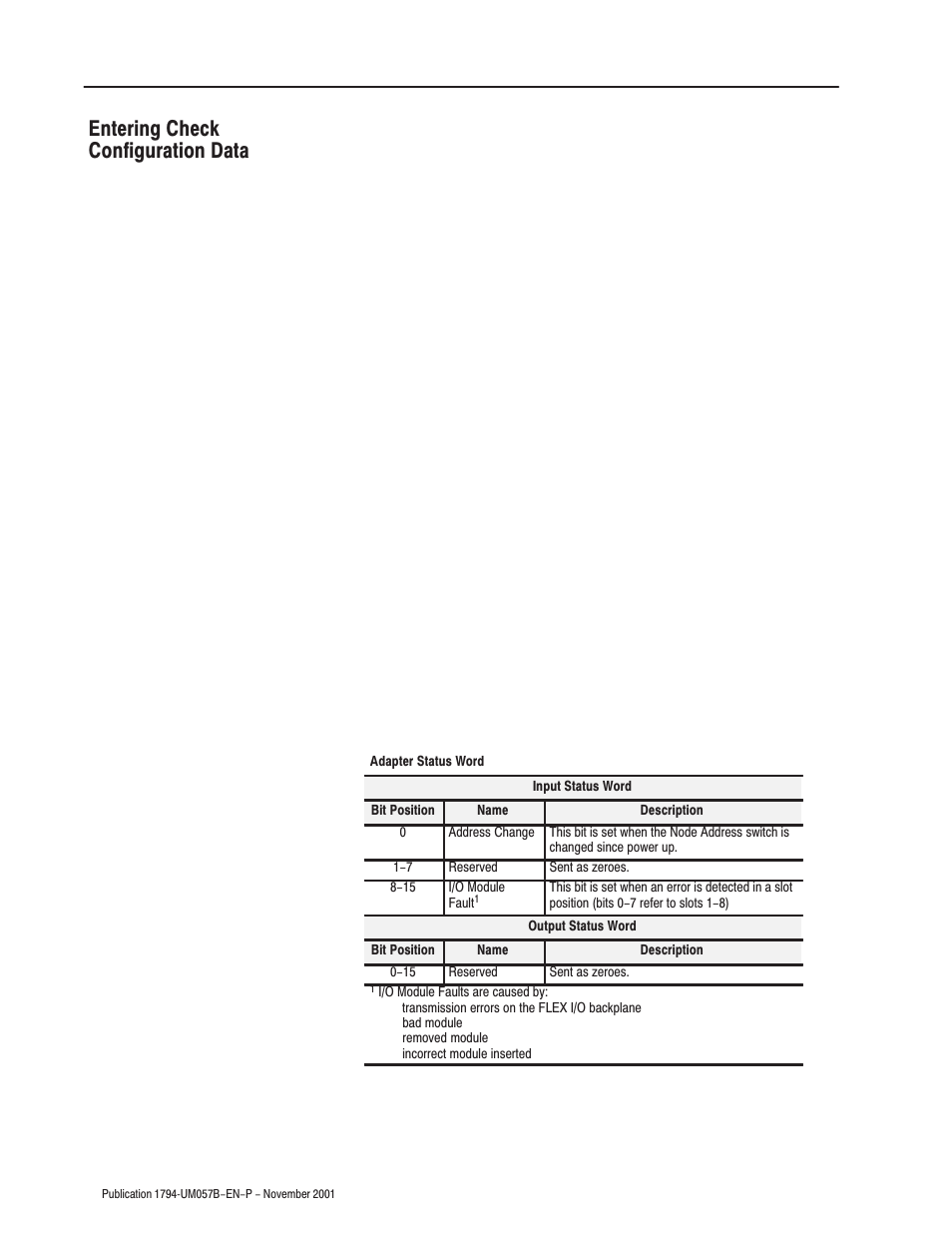 Entering check configuration data | Rockwell Automation 1794-APB/B FLEX I/O PROFIBUS Adapter Module User Manual User Manual | Page 100 / 124