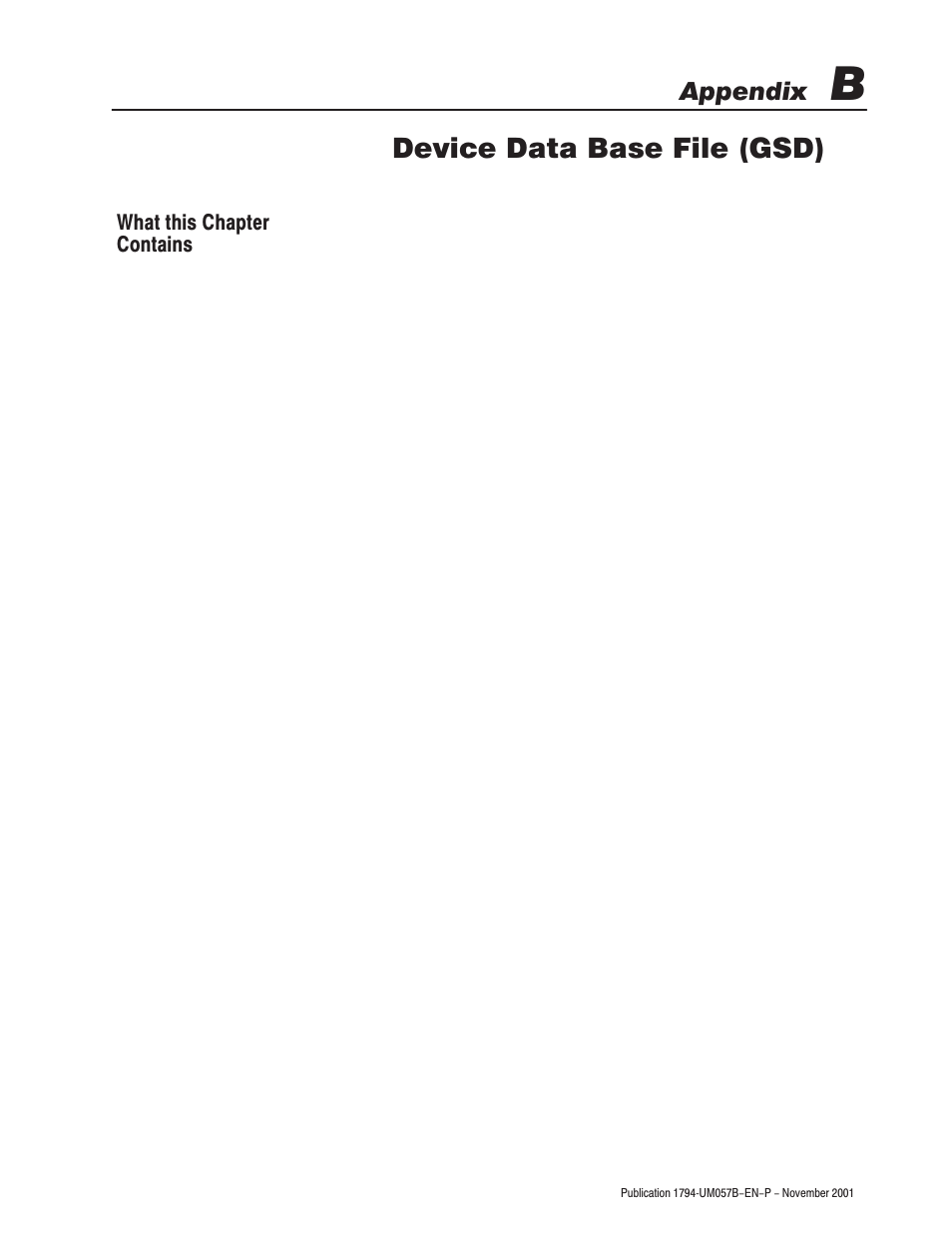 Device data base file (gsd) | Rockwell Automation 1794-APB/B FLEX I/O PROFIBUS Adapter Module User Manual User Manual | Page 107 / 124