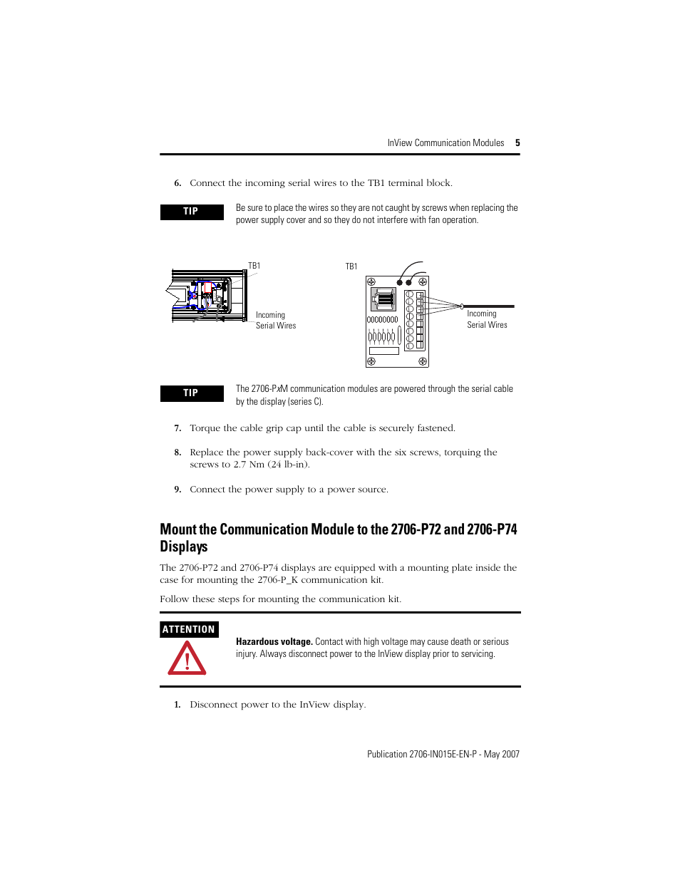 Rockwell Automation 2706-PxM_PxK_PxP InView Communication Module Installation User Manual | Page 5 / 12