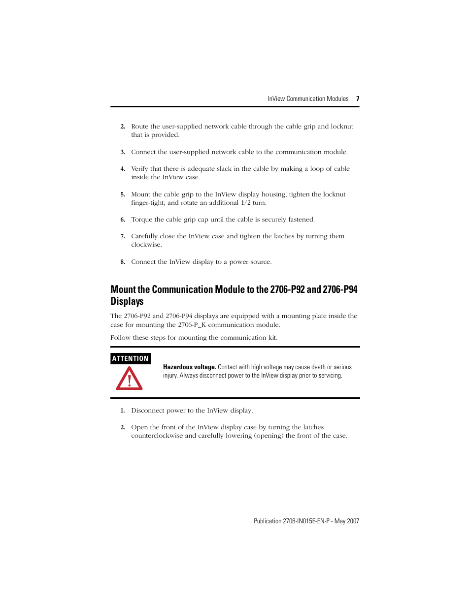 Rockwell Automation 2706-PxM_PxK_PxP InView Communication Module Installation User Manual | Page 7 / 12