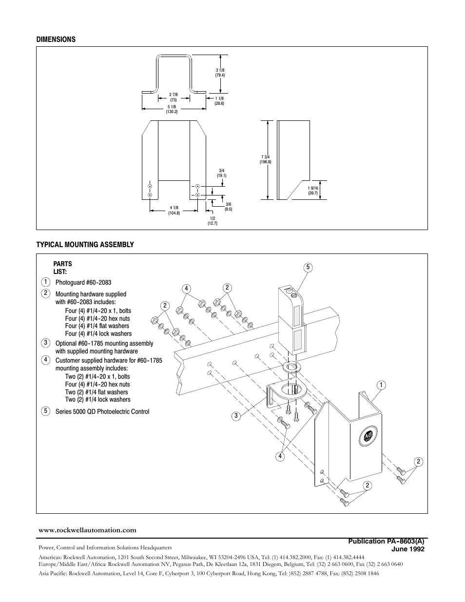 Rockwell Automation 5000QD Heavy Duty Protective Photoguard User Manual | Page 2 / 2