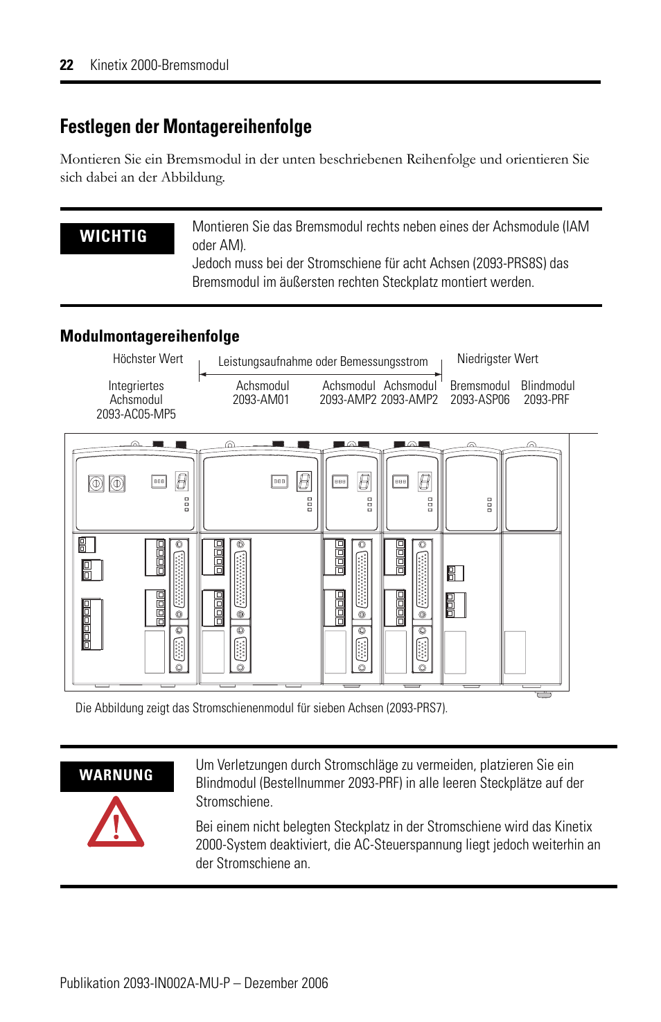 Festlegen der montagereihenfolge | Rockwell Automation 2093-ASP06 Kinetix 2000 Shunt Module Installation Instructions User Manual | Page 22 / 80
