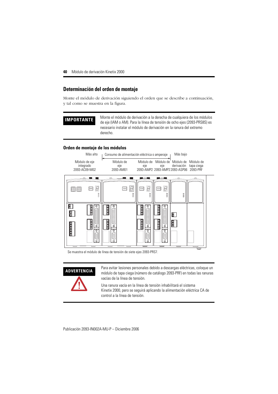 Determinación del orden de montaje | Rockwell Automation 2093-ASP06 Kinetix 2000 Shunt Module Installation Instructions User Manual | Page 40 / 80