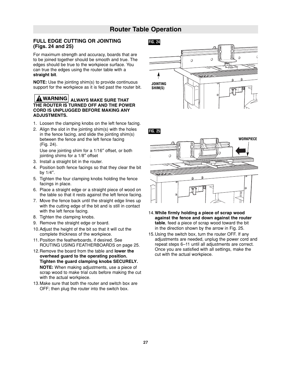 Router table operation | Bosch RA1181 User Manual | Page 27 / 96