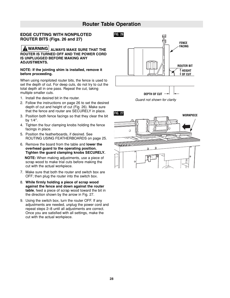 Router table operation | Bosch RA1181 User Manual | Page 28 / 96