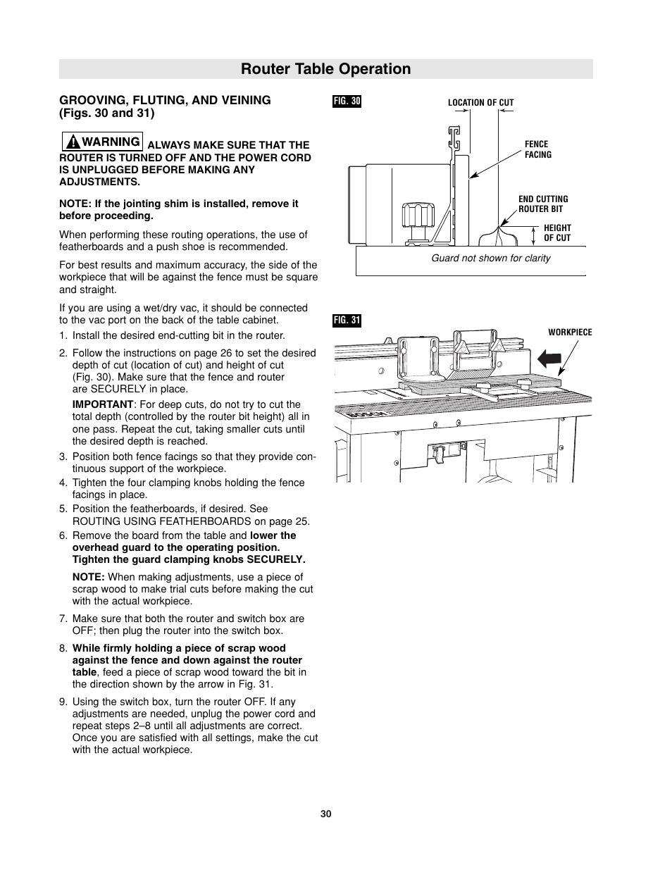 Router table operation | Bosch RA1181 User Manual | Page 30 / 96