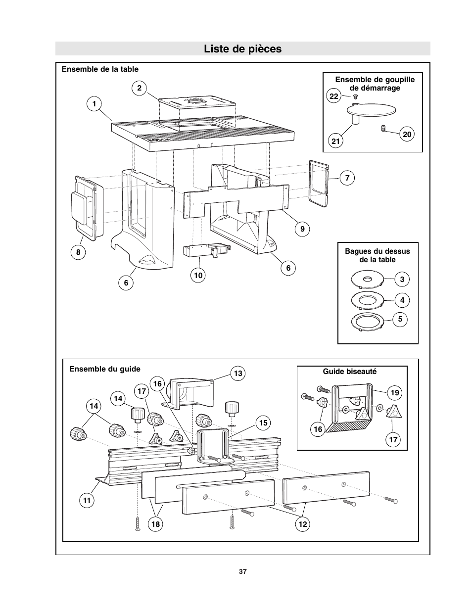 Liste de pièces | Bosch RA1181 User Manual | Page 37 / 96