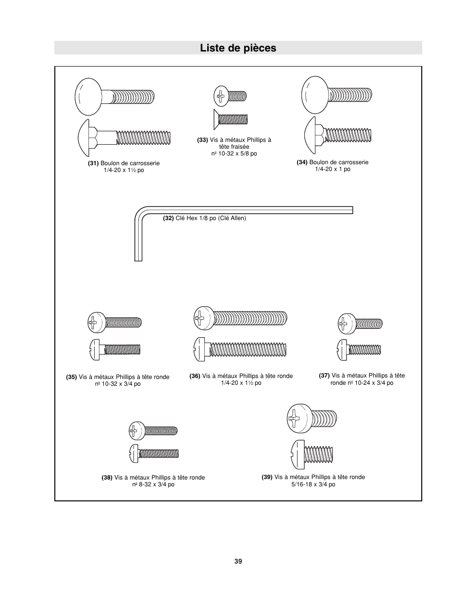 Liste de pièces | Bosch RA1181 User Manual | Page 39 / 96