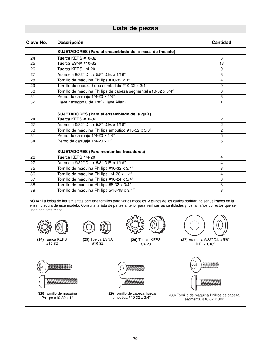 Lista de piezas | Bosch RA1181 User Manual | Page 70 / 96