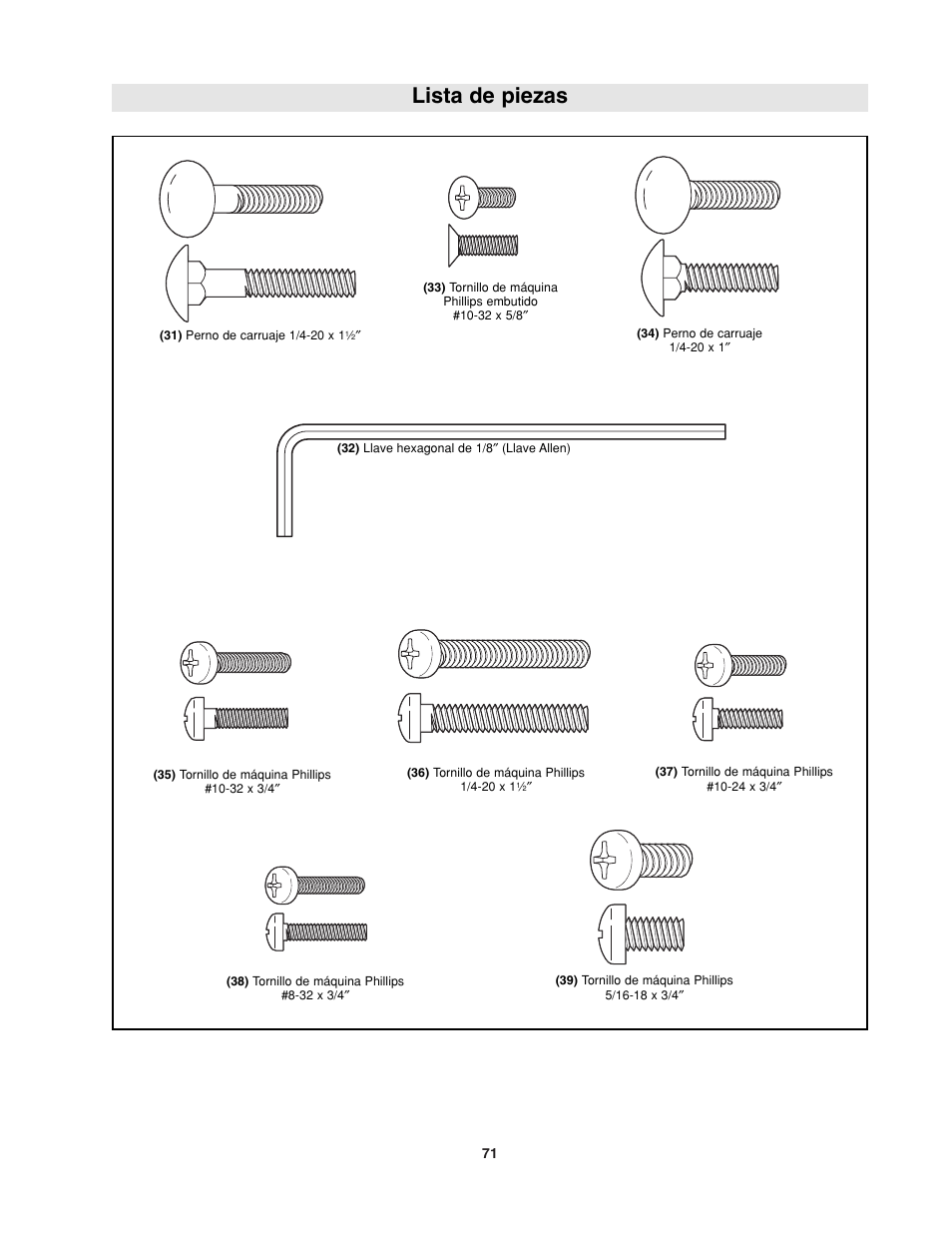 Lista de piezas | Bosch RA1181 User Manual | Page 71 / 96