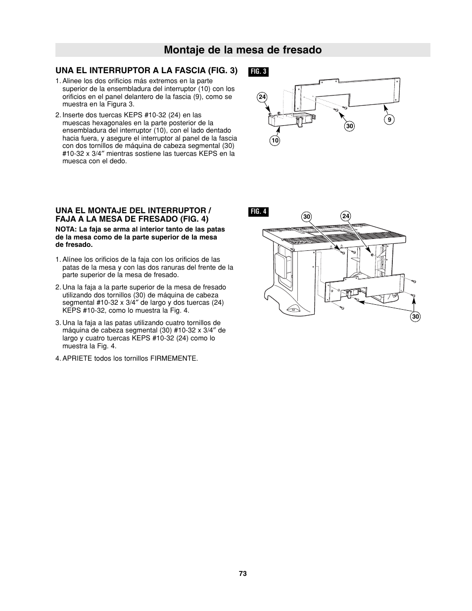 Montaje de la mesa de fresado | Bosch RA1181 User Manual | Page 73 / 96