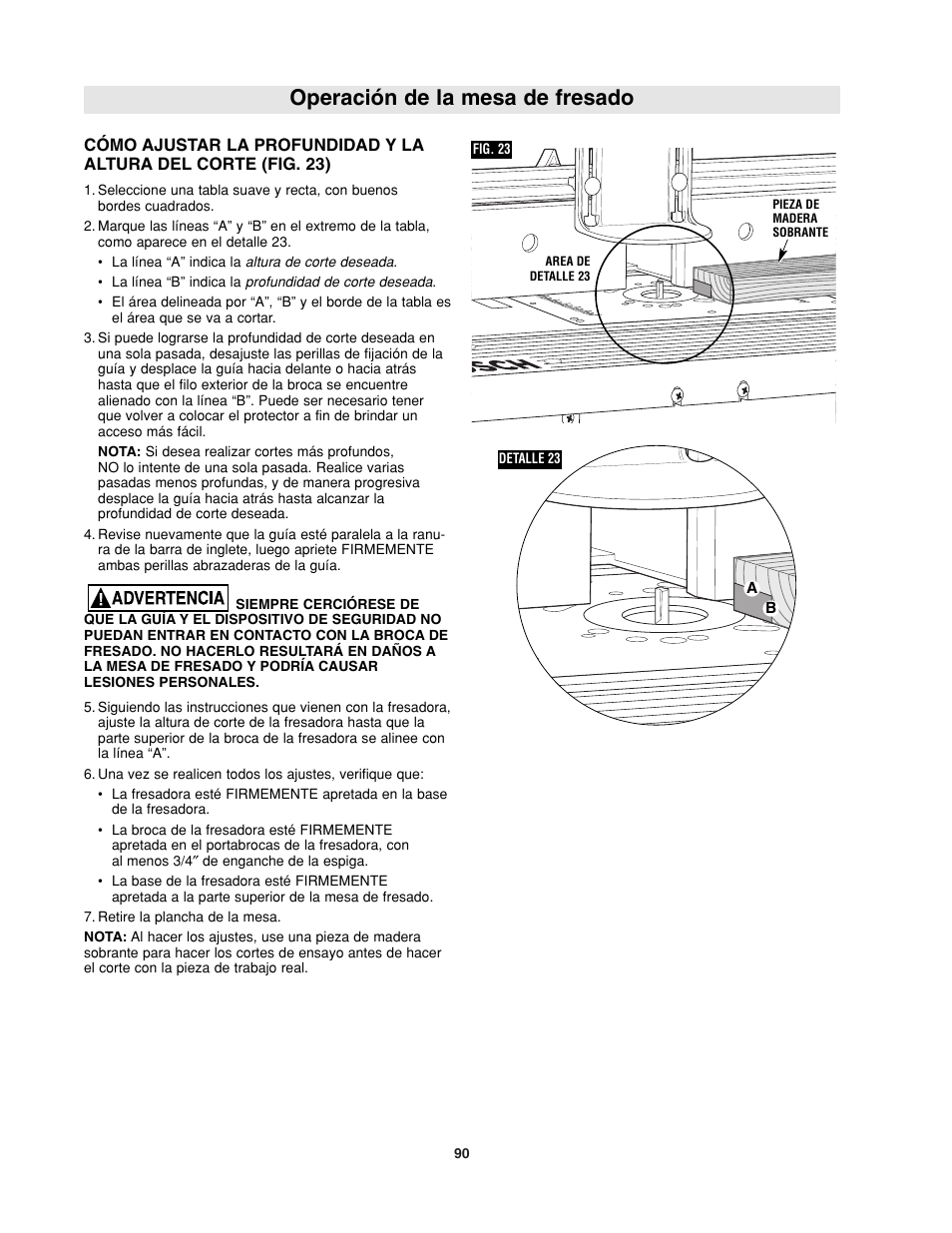 Operación de la mesa de fresado | Bosch RA1181 User Manual | Page 90 / 96