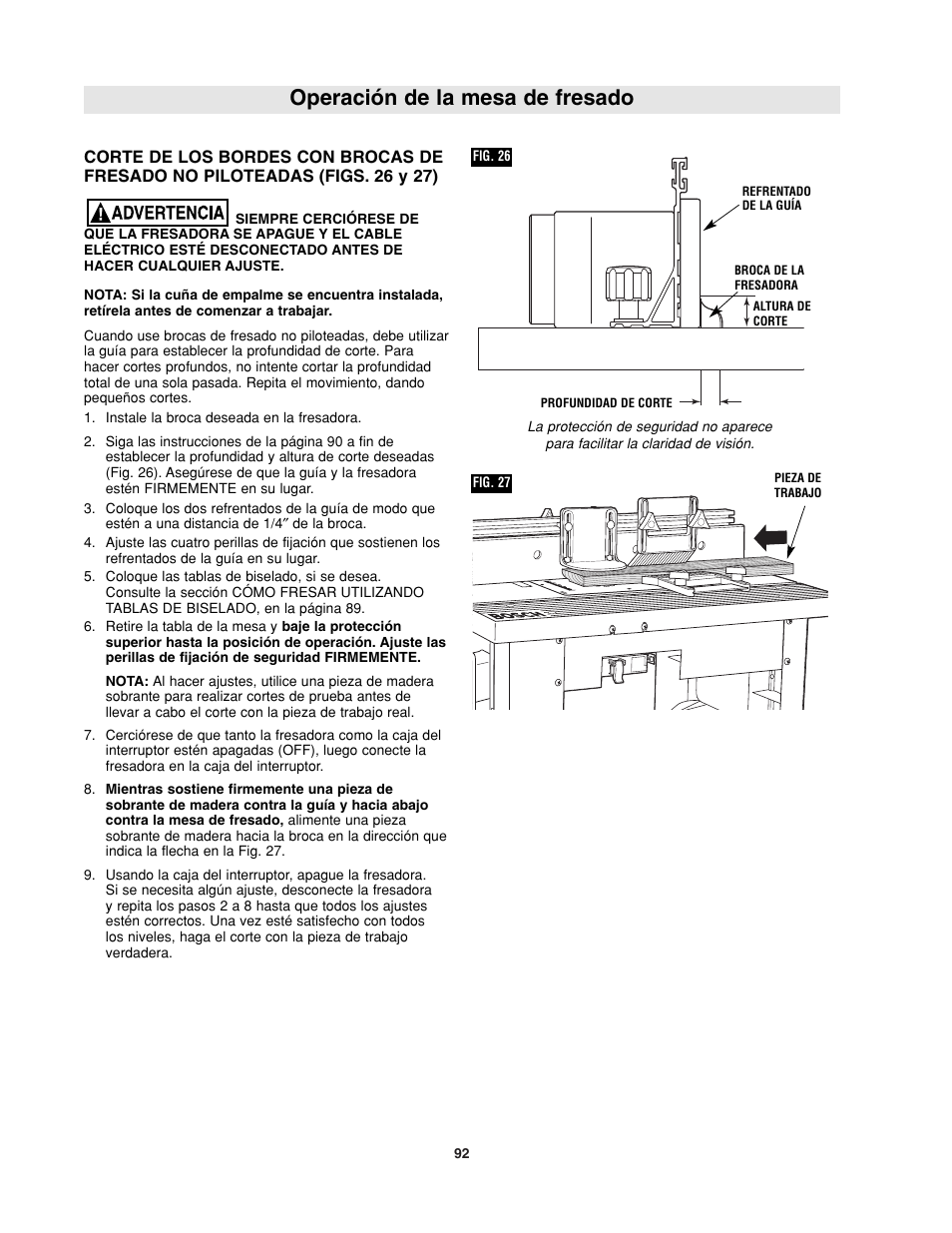 Operación de la mesa de fresado | Bosch RA1181 User Manual | Page 92 / 96