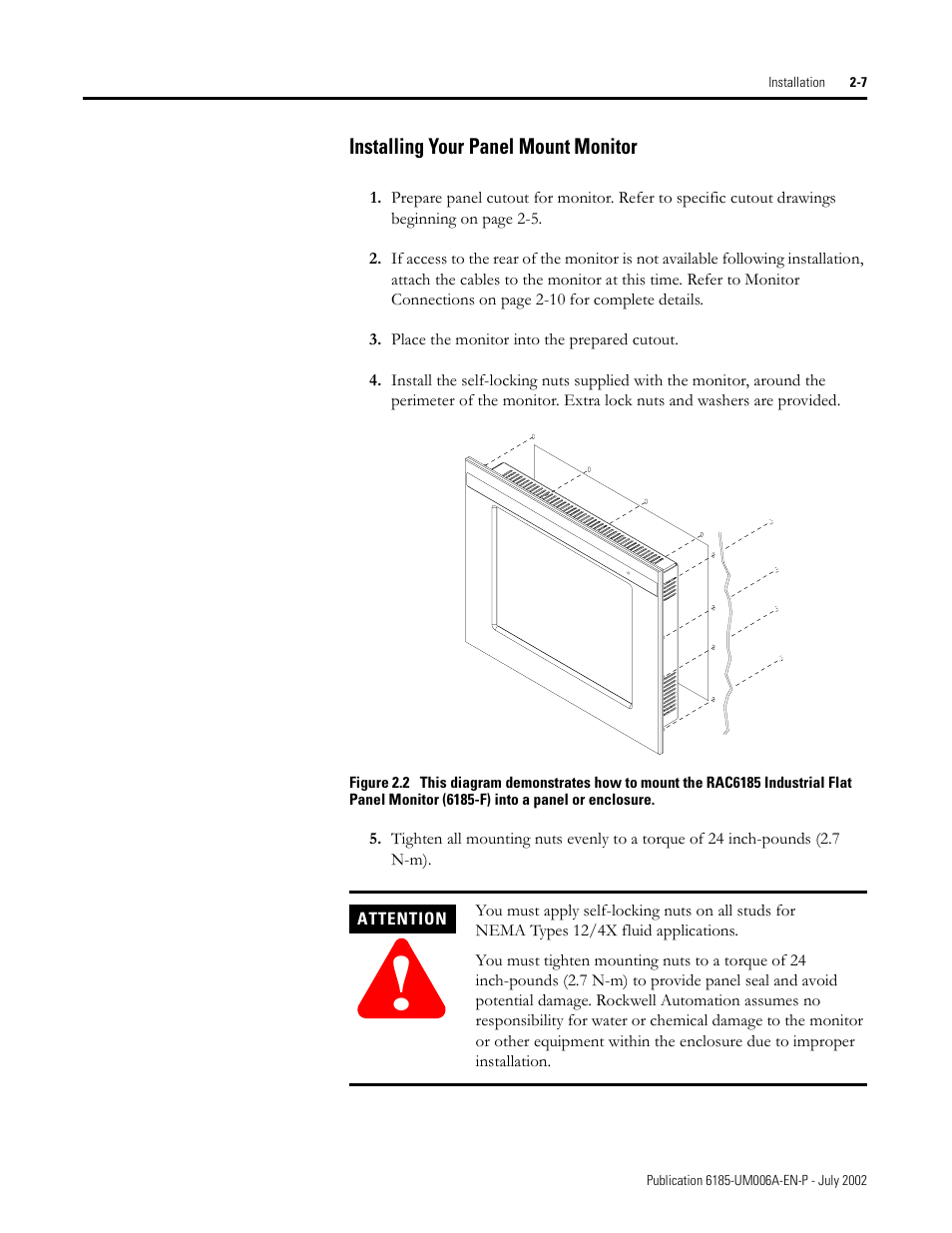 Installing your panel mount monitor | Rockwell Automation 6185-F RAC6185 Industrial Flat Panel Monitors User Manual User Manual | Page 17 / 52