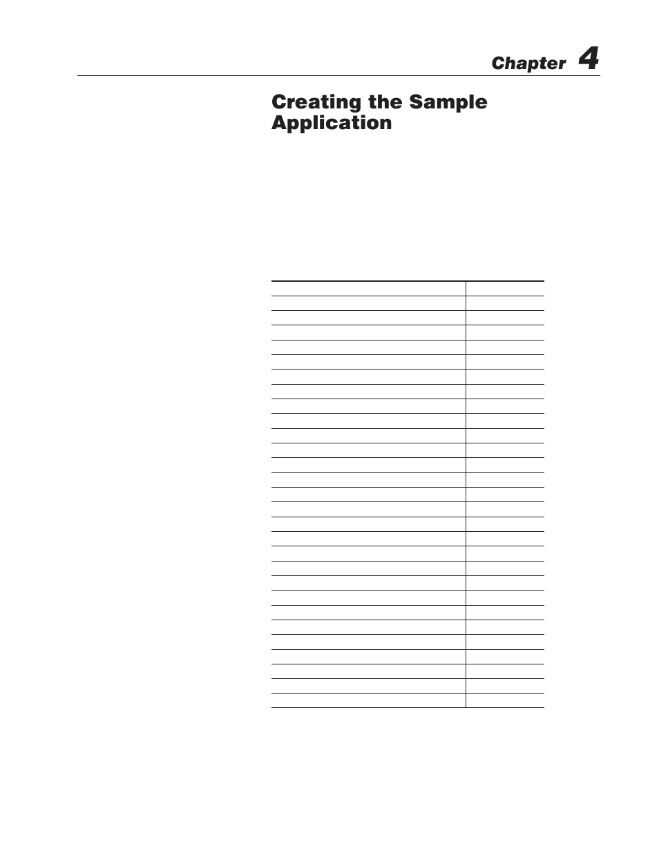 4 - creating the sample application, Chapter objectives, Creating the sample application | Chapter | Rockwell Automation 2711 PanelBuilder Software Getting Started User Manual | Page 35 / 110