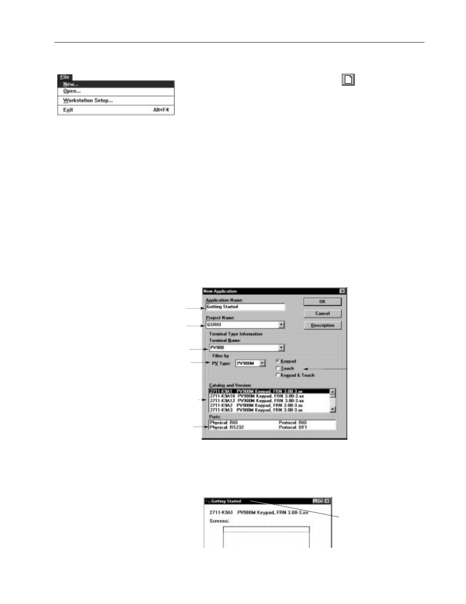 Opening a new application | Rockwell Automation 2711 PanelBuilder Software Getting Started User Manual | Page 37 / 110
