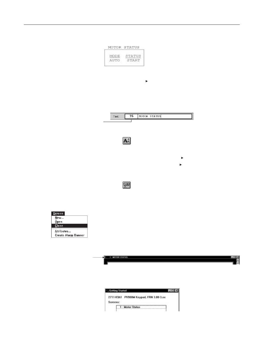 Creating the motor status screen | Rockwell Automation 2711 PanelBuilder Software Getting Started User Manual | Page 58 / 110