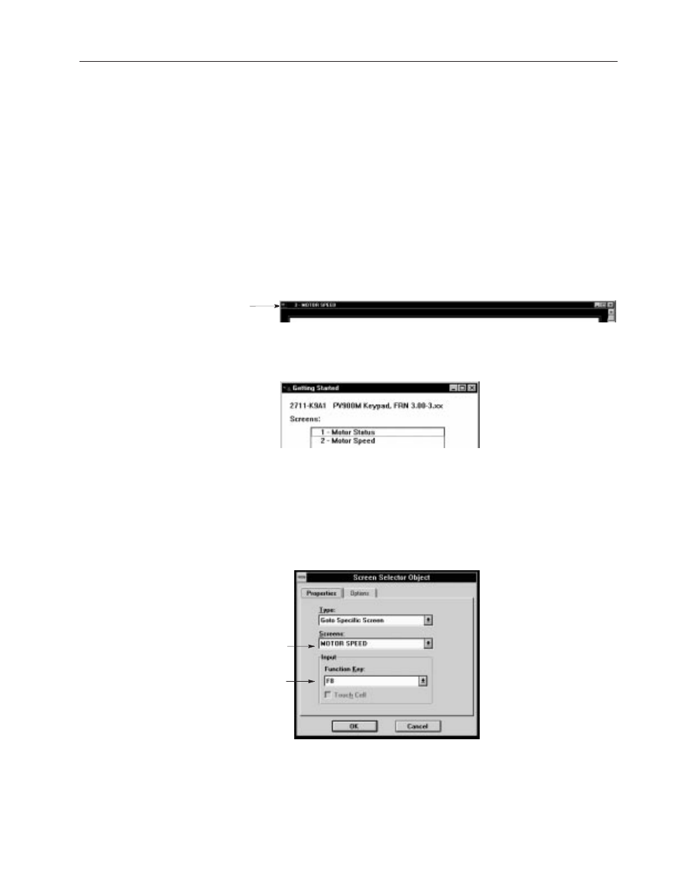 Linking the motor speed and motor status screens | Rockwell Automation 2711 PanelBuilder Software Getting Started User Manual | Page 73 / 110