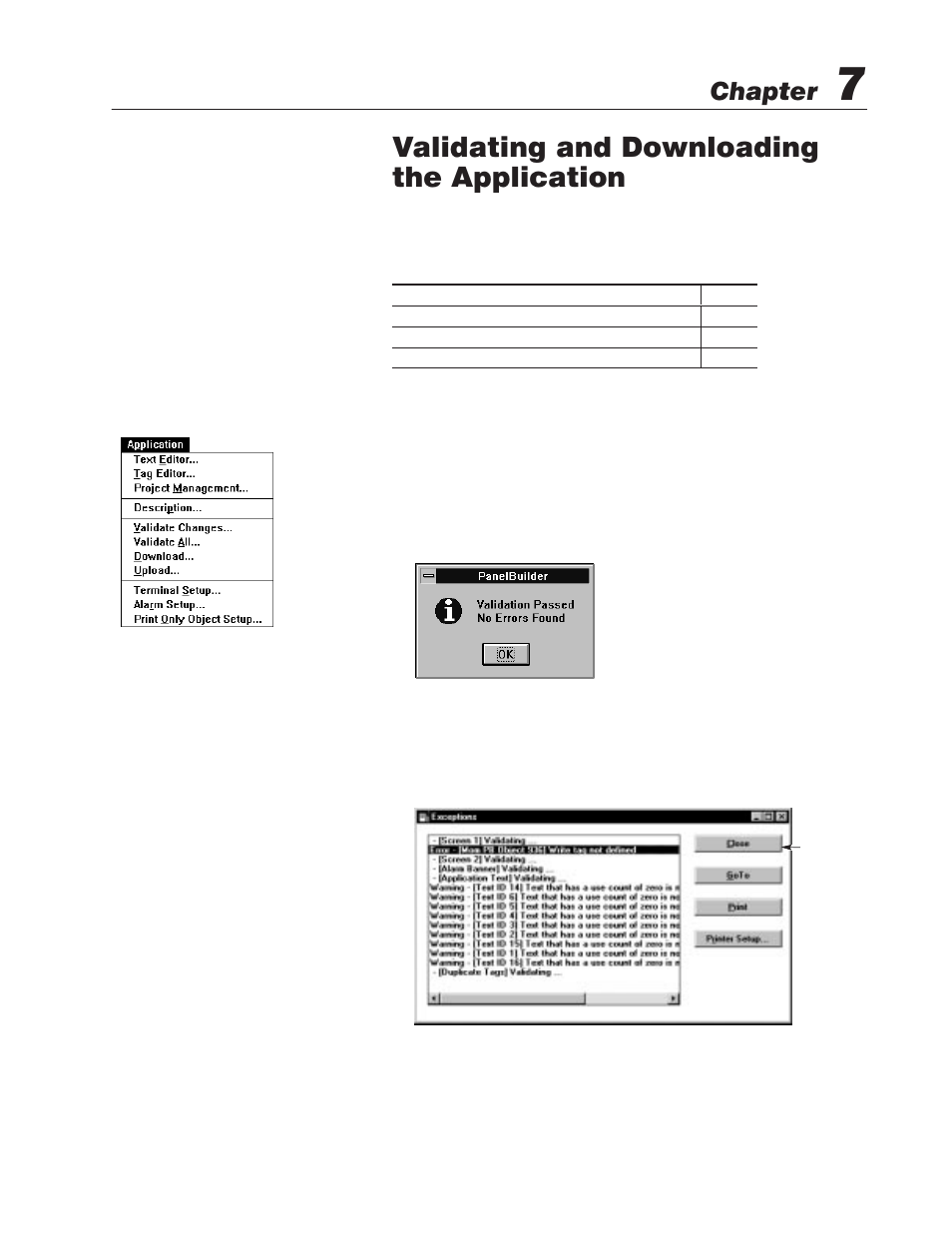 7 - validating and downloading the application, Chapter objectives, Validating the application | Validating and downloading the application, Chapter | Rockwell Automation 2711 PanelBuilder Software Getting Started User Manual | Page 90 / 110