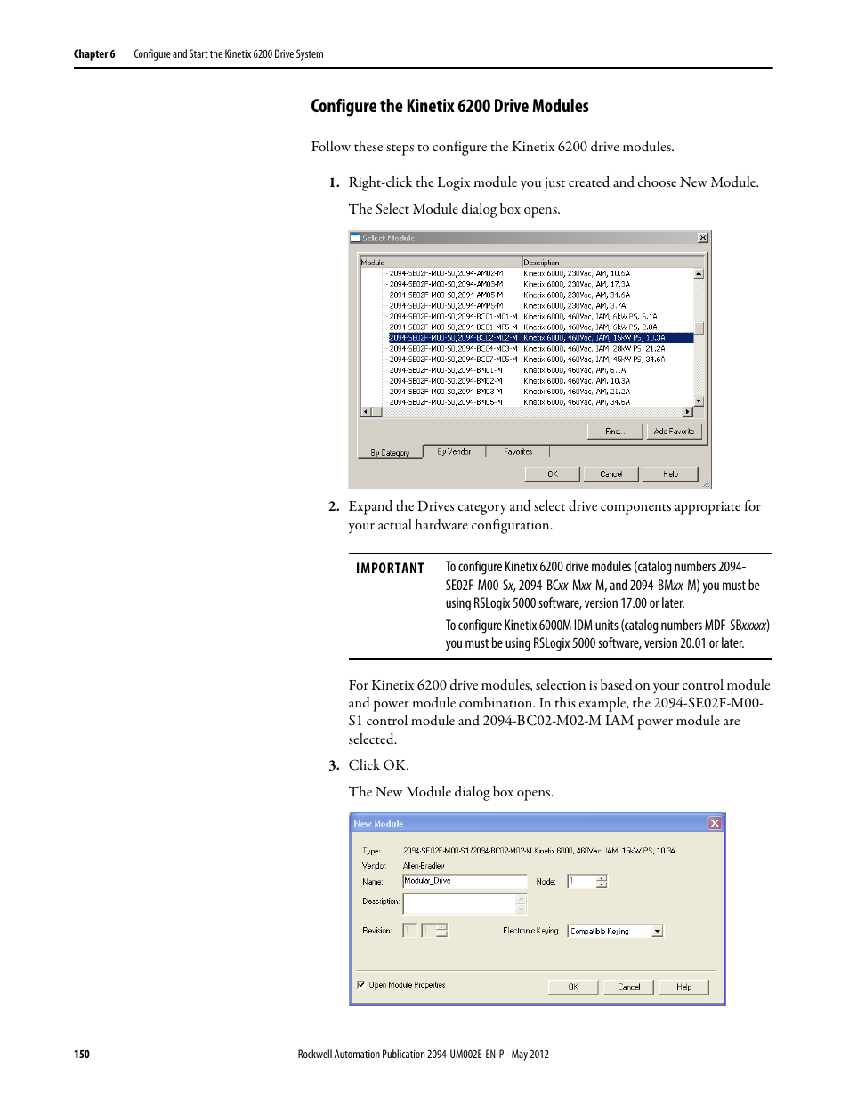 Configure the kinetix 6200 drive modules | Rockwell Automation 2094-EN02D-M01-Sx Kinetix 6200 and Kinetix 6500 Modular Multi-axis Servo Drives User Manual User Manual | Page 150 / 290