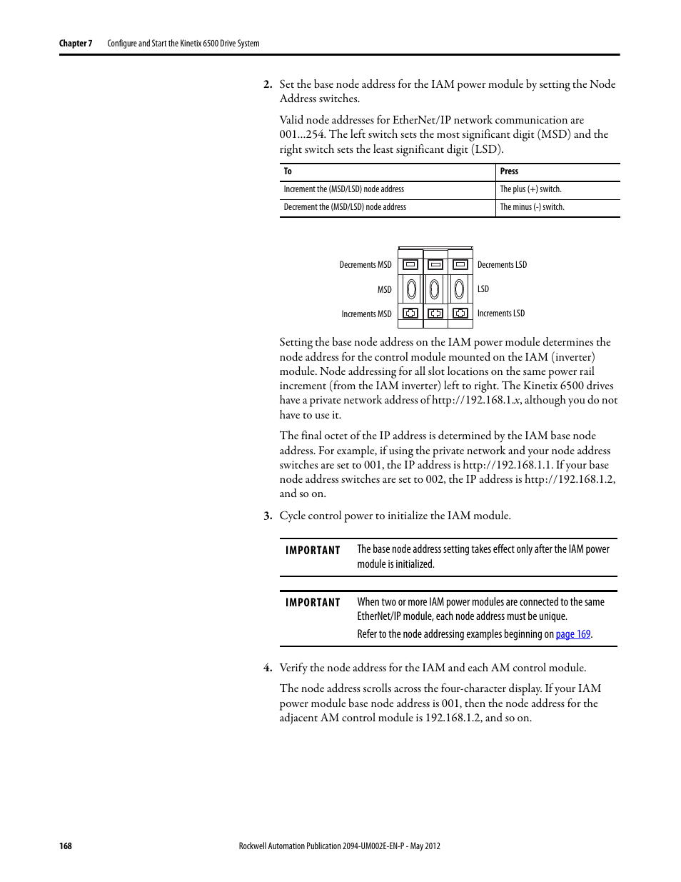 Rockwell Automation 2094-EN02D-M01-Sx Kinetix 6200 and Kinetix 6500 Modular Multi-axis Servo Drives User Manual User Manual | Page 168 / 290