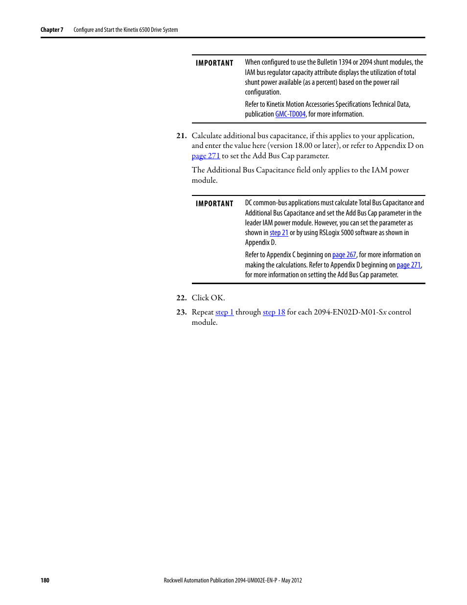 Rockwell Automation 2094-EN02D-M01-Sx Kinetix 6200 and Kinetix 6500 Modular Multi-axis Servo Drives User Manual User Manual | Page 180 / 290