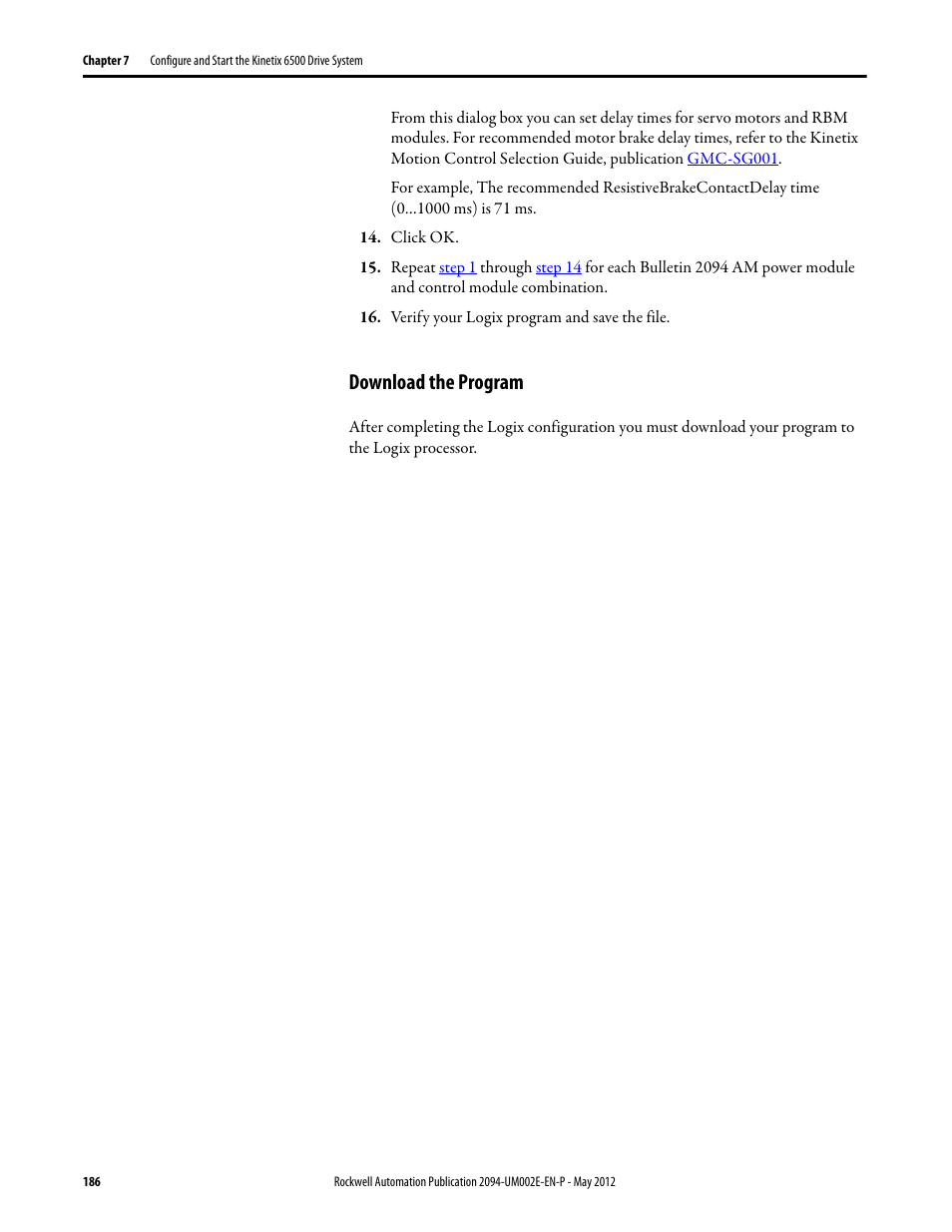 Download the program | Rockwell Automation 2094-EN02D-M01-Sx Kinetix 6200 and Kinetix 6500 Modular Multi-axis Servo Drives User Manual User Manual | Page 186 / 290
