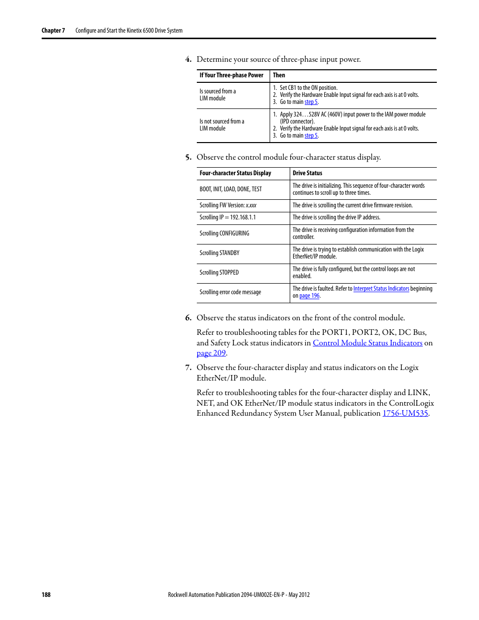 Rockwell Automation 2094-EN02D-M01-Sx Kinetix 6200 and Kinetix 6500 Modular Multi-axis Servo Drives User Manual User Manual | Page 188 / 290