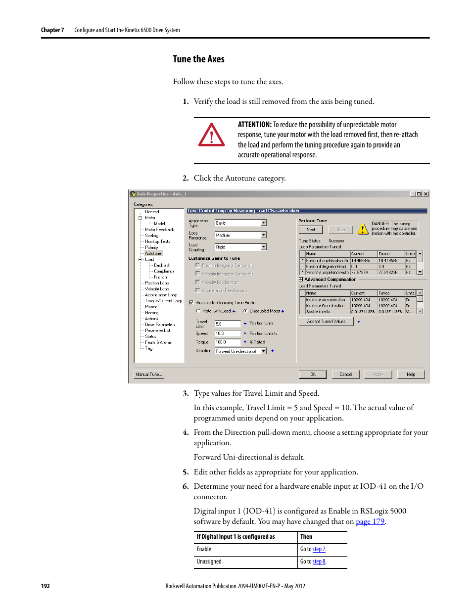 Tune the axes | Rockwell Automation 2094-EN02D-M01-Sx Kinetix 6200 and Kinetix 6500 Modular Multi-axis Servo Drives User Manual User Manual | Page 192 / 290