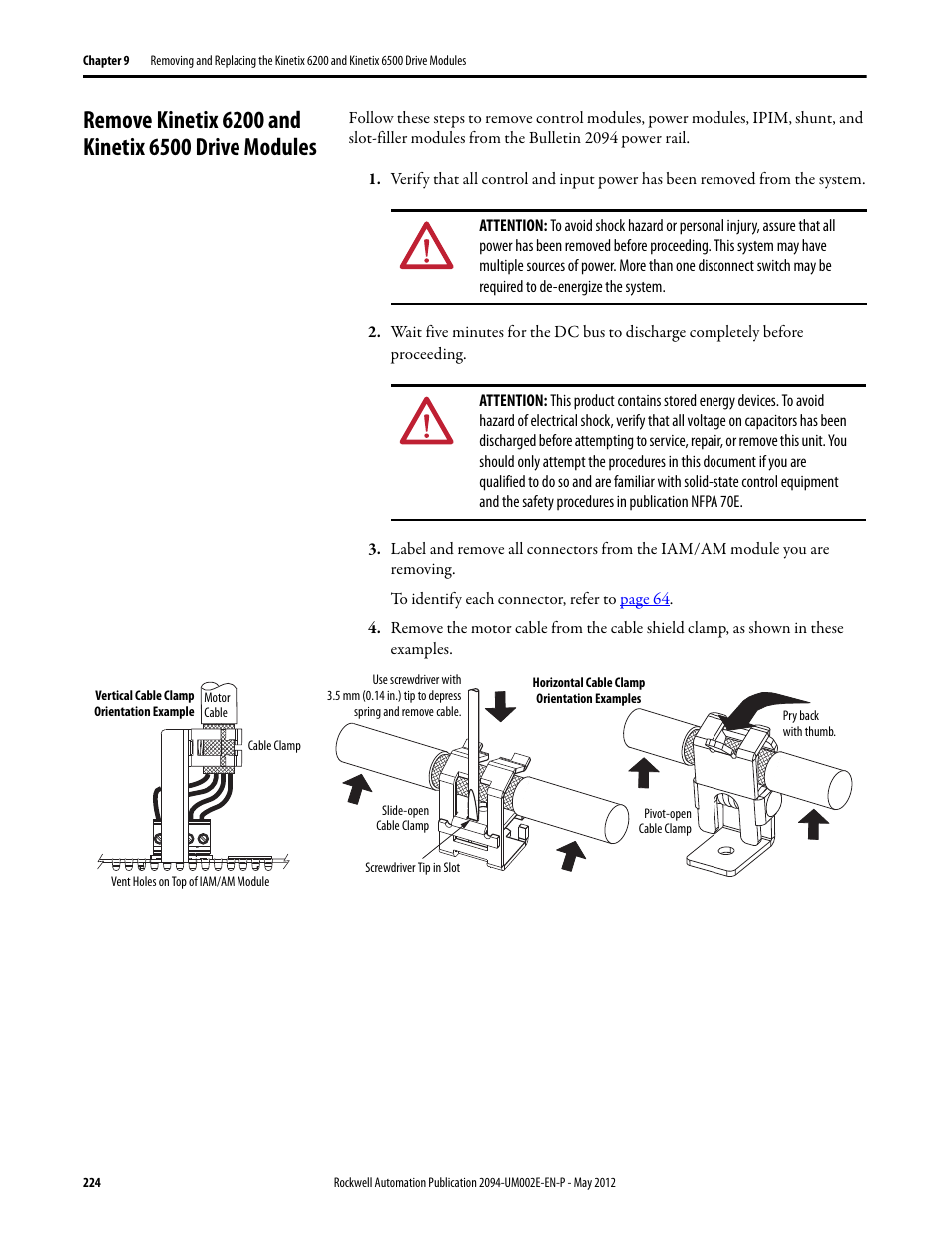 Remove kinetix 6200 and kinetix 6500 drive modules | Rockwell Automation 2094-EN02D-M01-Sx Kinetix 6200 and Kinetix 6500 Modular Multi-axis Servo Drives User Manual User Manual | Page 224 / 290