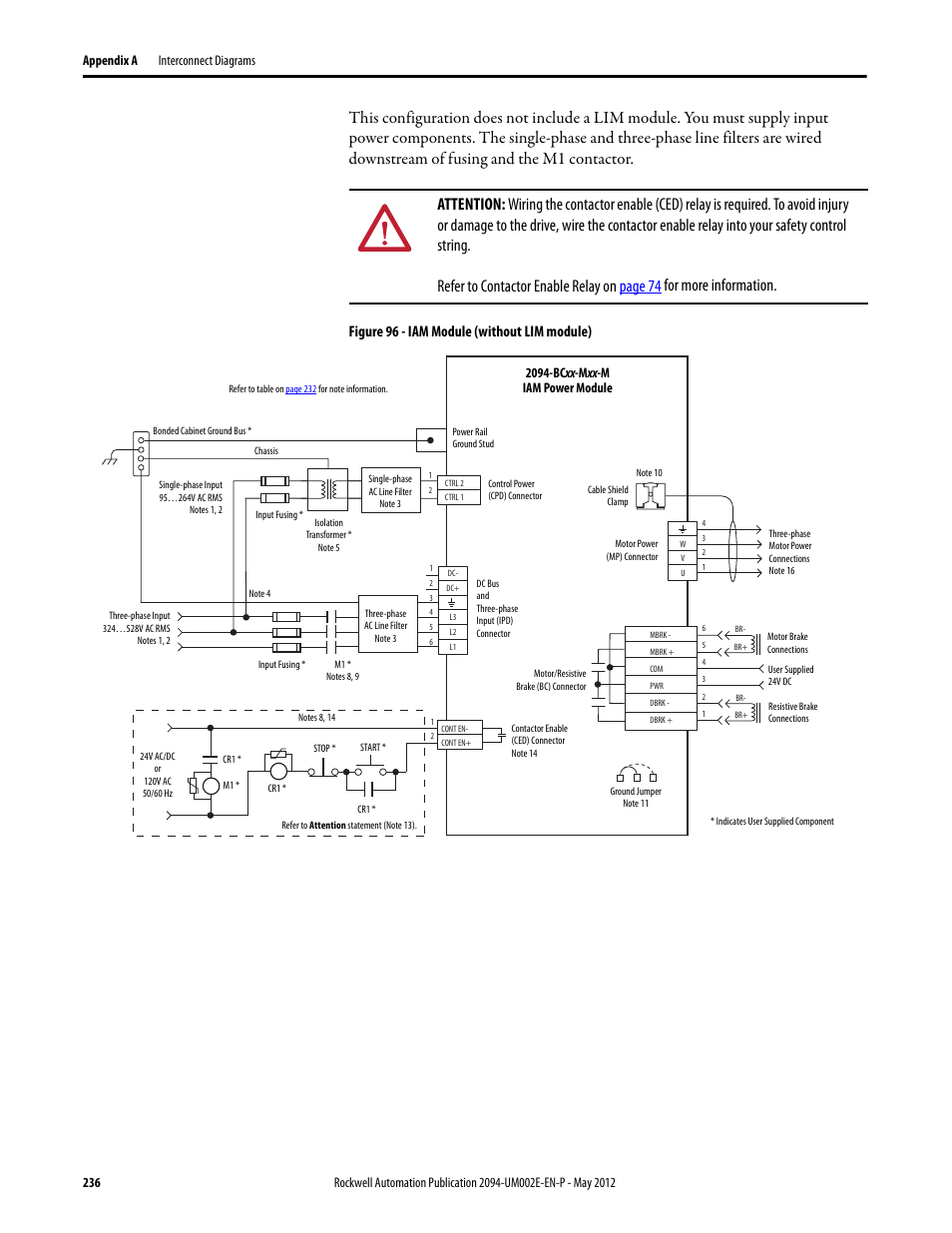 Iam module, Without lim module) on, Figure 96 - iam module (without lim module) | 2094-bc xx -m xx -m iam power module | Rockwell Automation 2094-EN02D-M01-Sx Kinetix 6200 and Kinetix 6500 Modular Multi-axis Servo Drives User Manual User Manual | Page 236 / 290