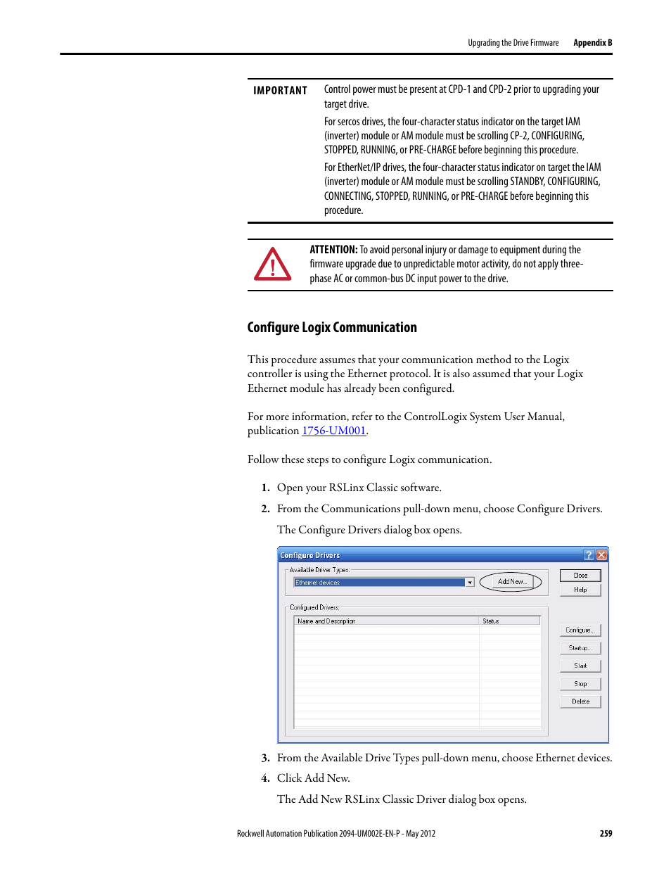 Configure logix communication | Rockwell Automation 2094-EN02D-M01-Sx Kinetix 6200 and Kinetix 6500 Modular Multi-axis Servo Drives User Manual User Manual | Page 259 / 290