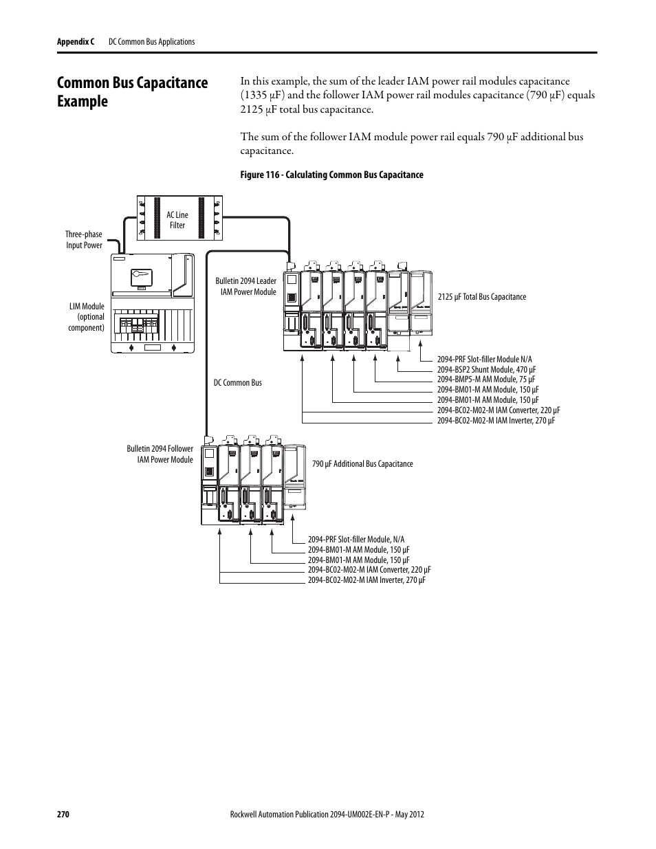 Common bus capacitance example | Rockwell Automation 2094-EN02D-M01-Sx Kinetix 6200 and Kinetix 6500 Modular Multi-axis Servo Drives User Manual User Manual | Page 270 / 290